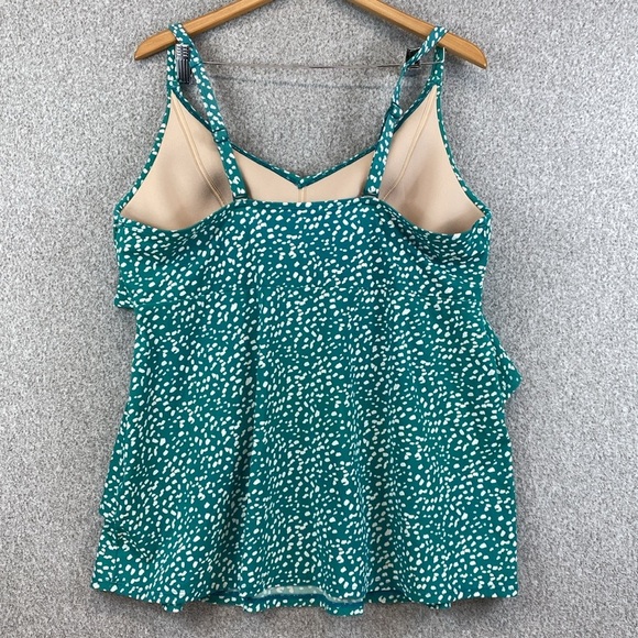 Cacique tankini swim top size 22 green with white spots resort tropical travel - Picture 6 of 8
